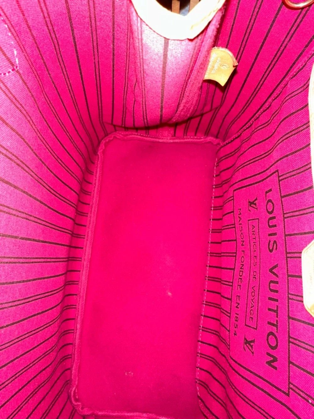 Louis Vuitton Brown Monogram Canvas Neverfull PM Tote with Magenta Interior - Picture 14 of 15